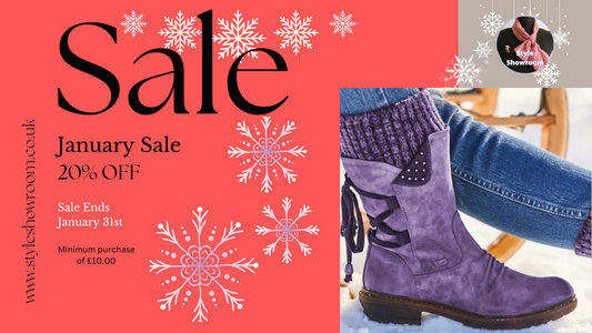 January Sale 20% Off at Style Showroom. Minimum purchase of £10.00. Free shipping for all items over £7.00.