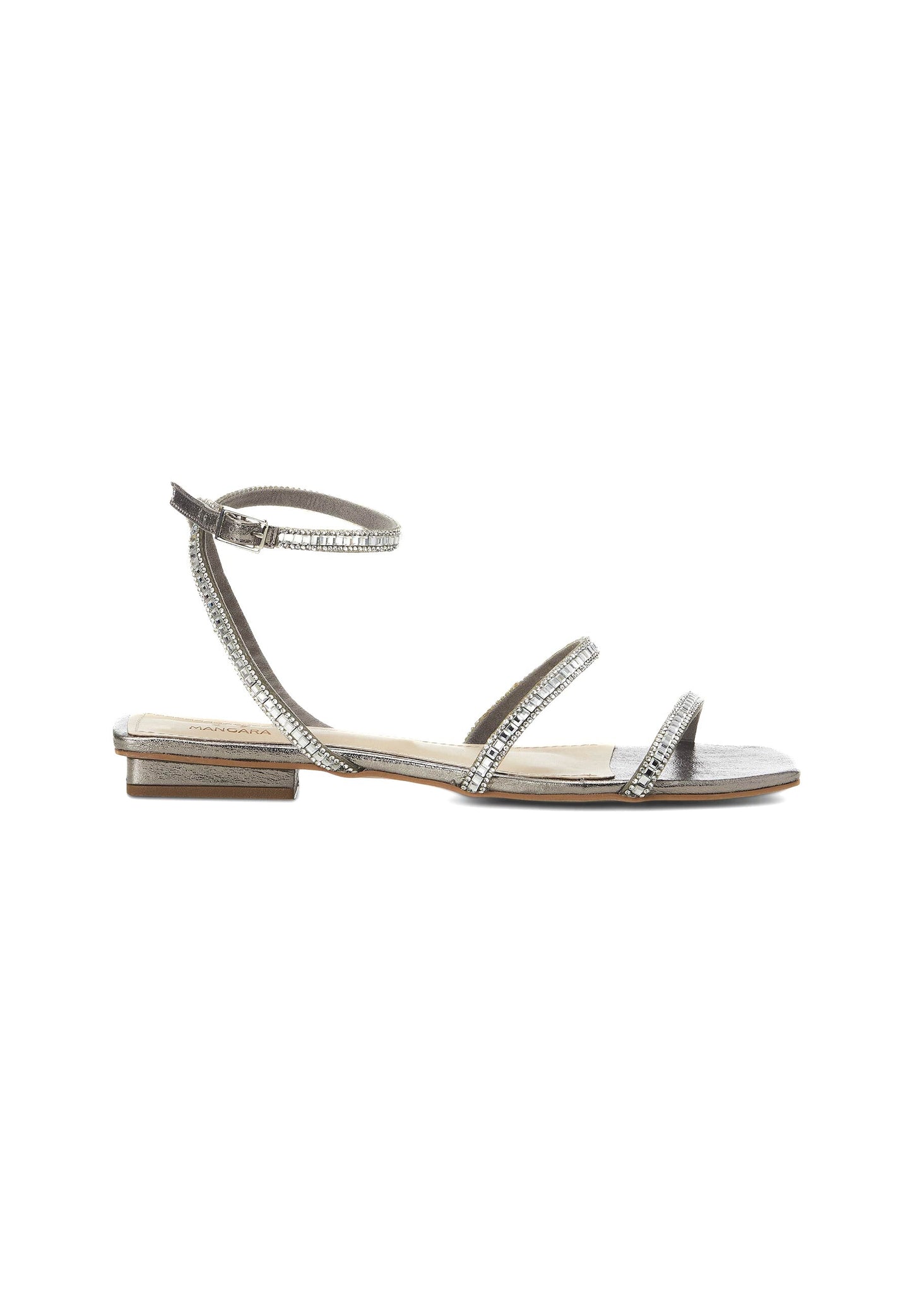 Ladies Flat Silver Casual Sandals with a Cushioned Insole