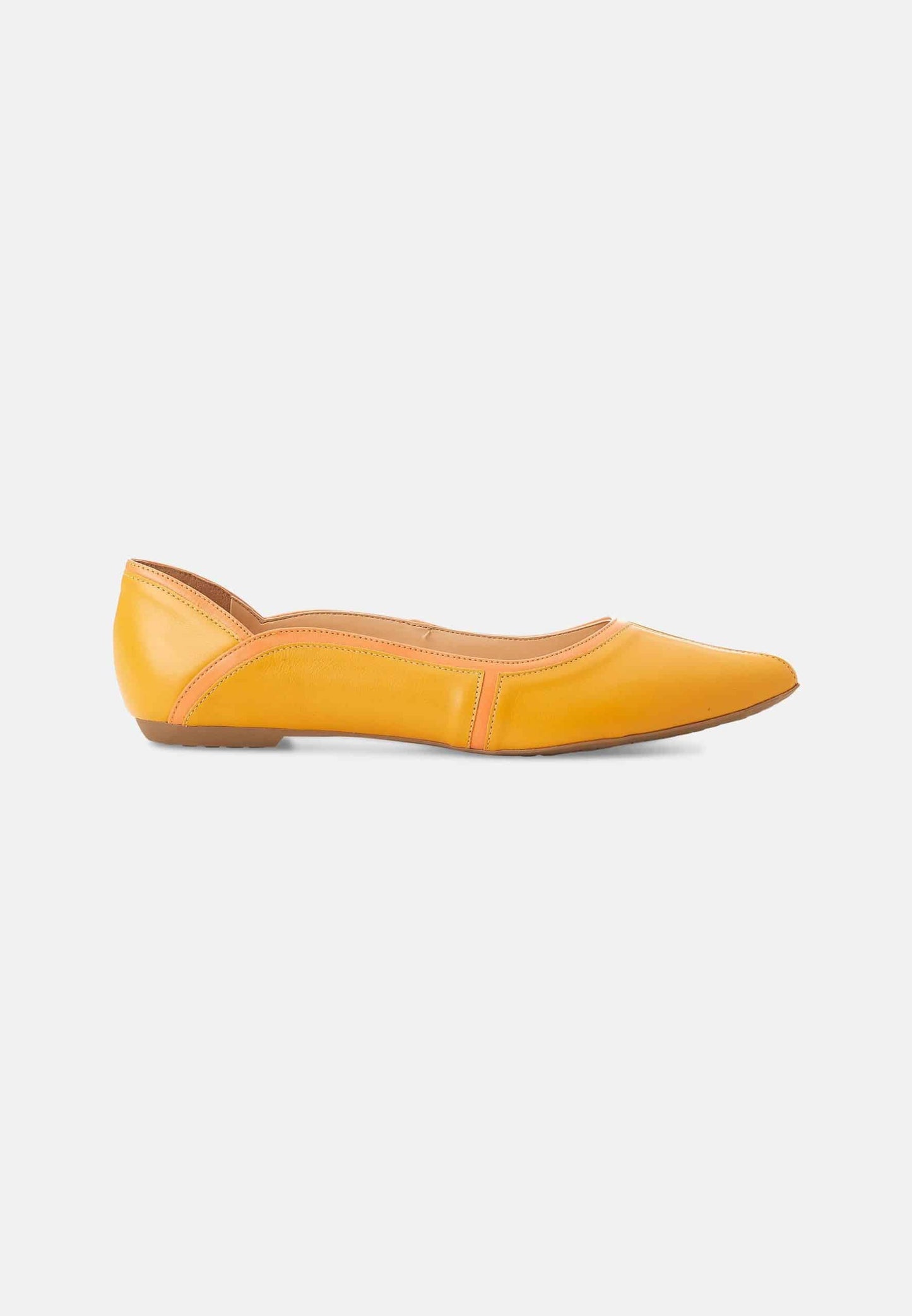 Women's Comfortable Yellow Premium Leather Ballerinas with a Non-Slip Rubber Sole