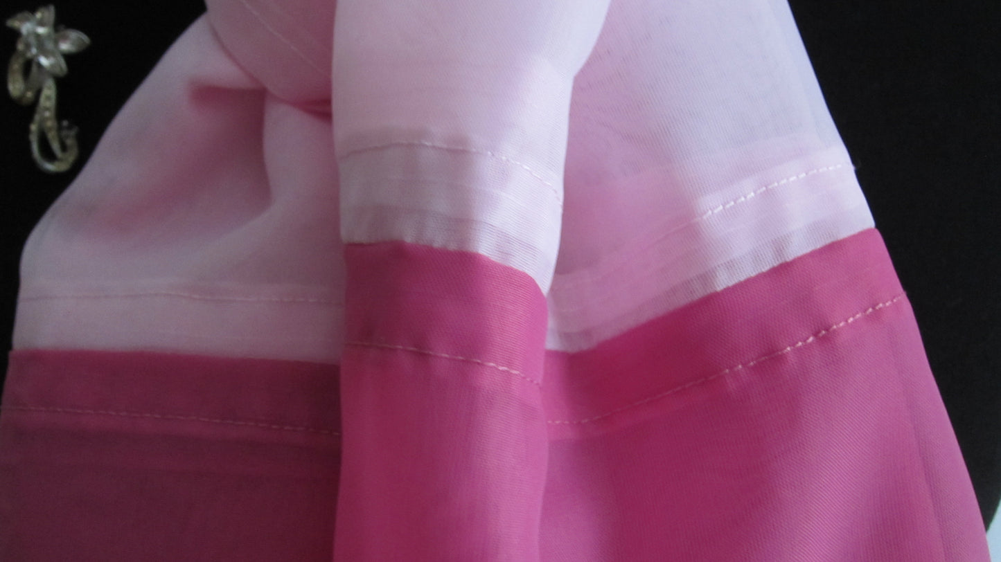Ladies Light Pink And Cerise Colour Block Scarf