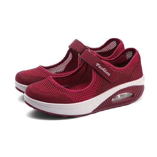 Ladies Red 2 Fashionable Comfortable Lightweight Trainers 