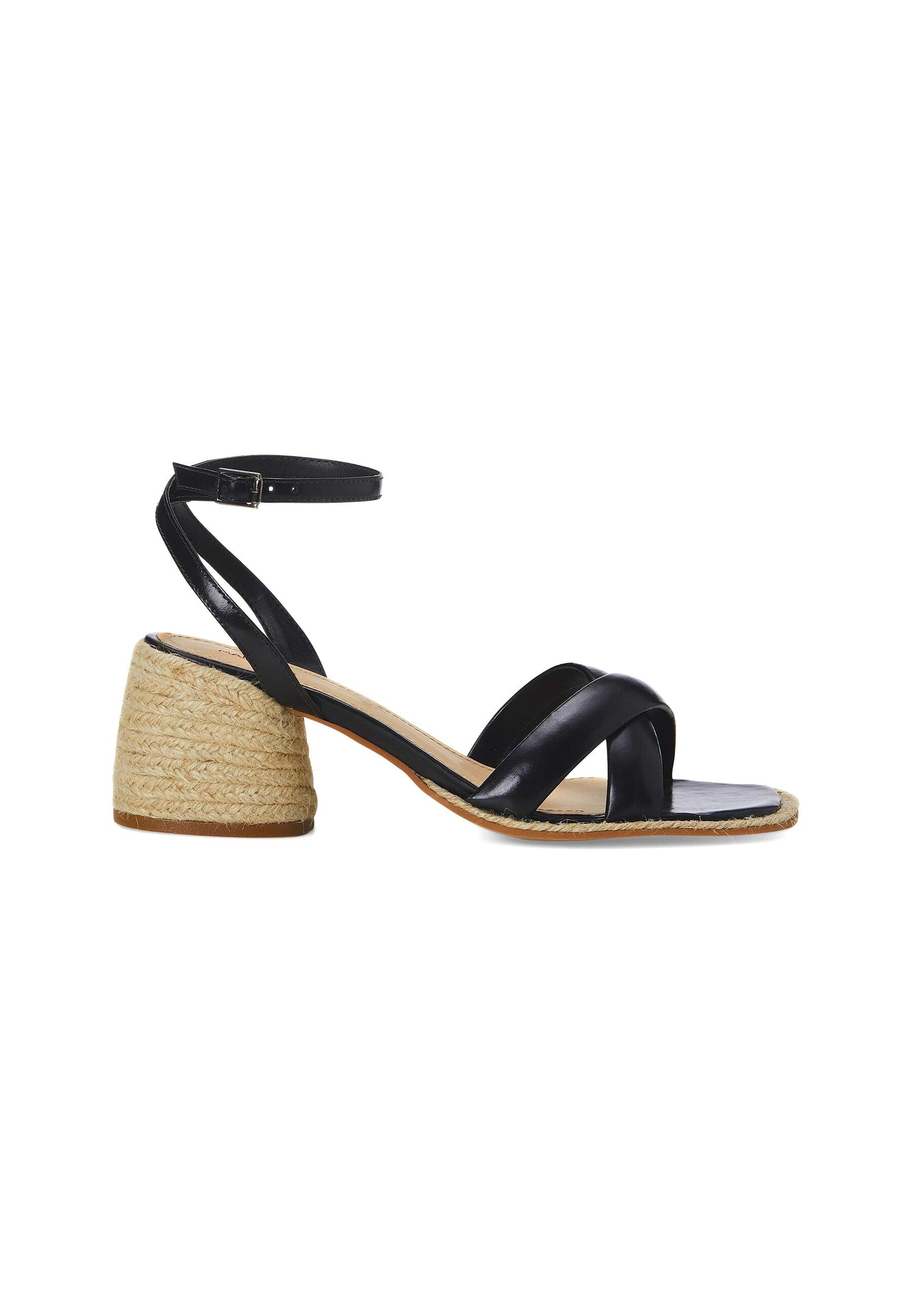Ladies Black Block Heel Sandals with a Cushioned Foot Bed