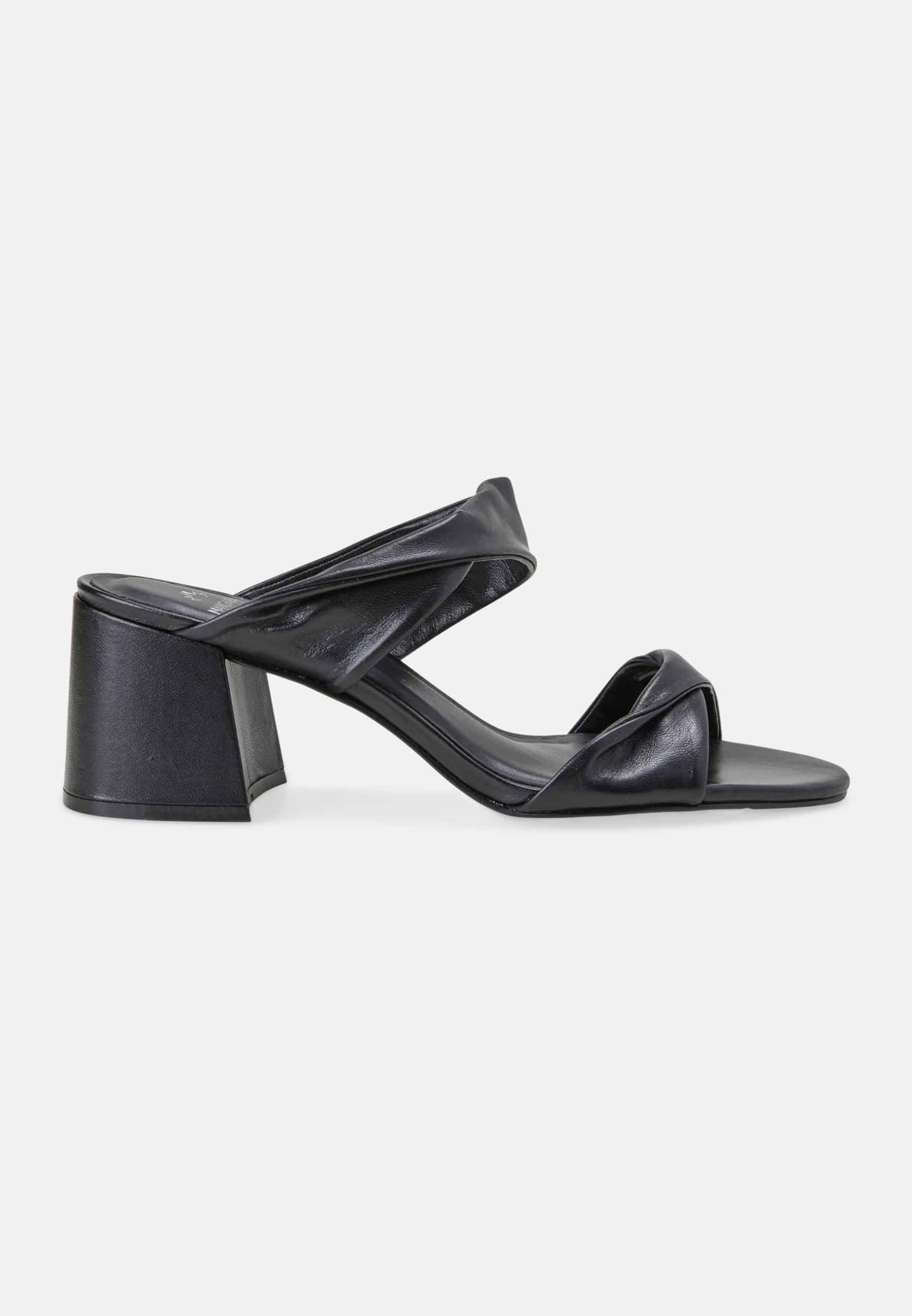 Ladies Elegant Black Slip On Mules with 6.5 cm Block Heel.