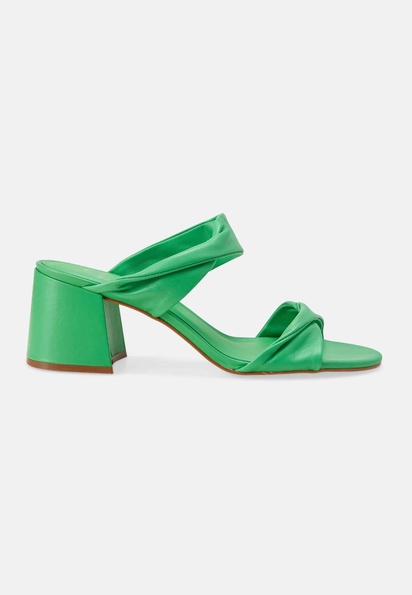 Ladies Elegant Green Slip On Mules with 6.5 cm Block Heel.