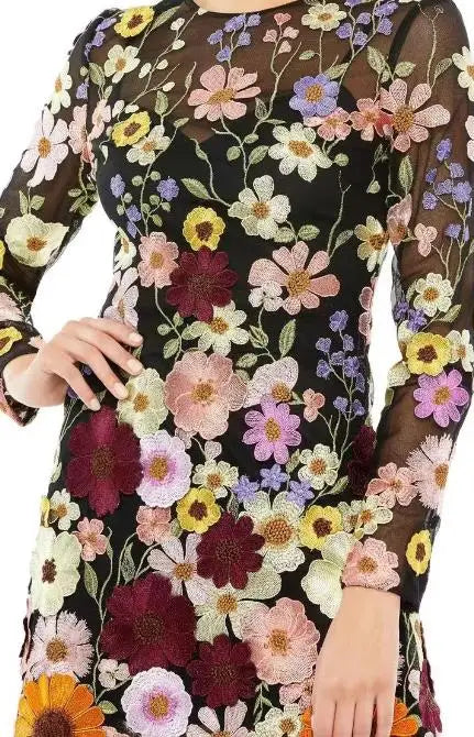 Ladies Spring Floral Embellished Mini Dress