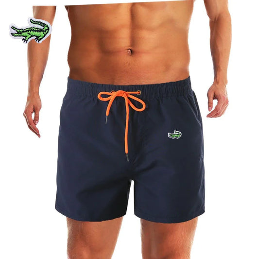 Men's Embroidered Beach Shorts with Low Waist