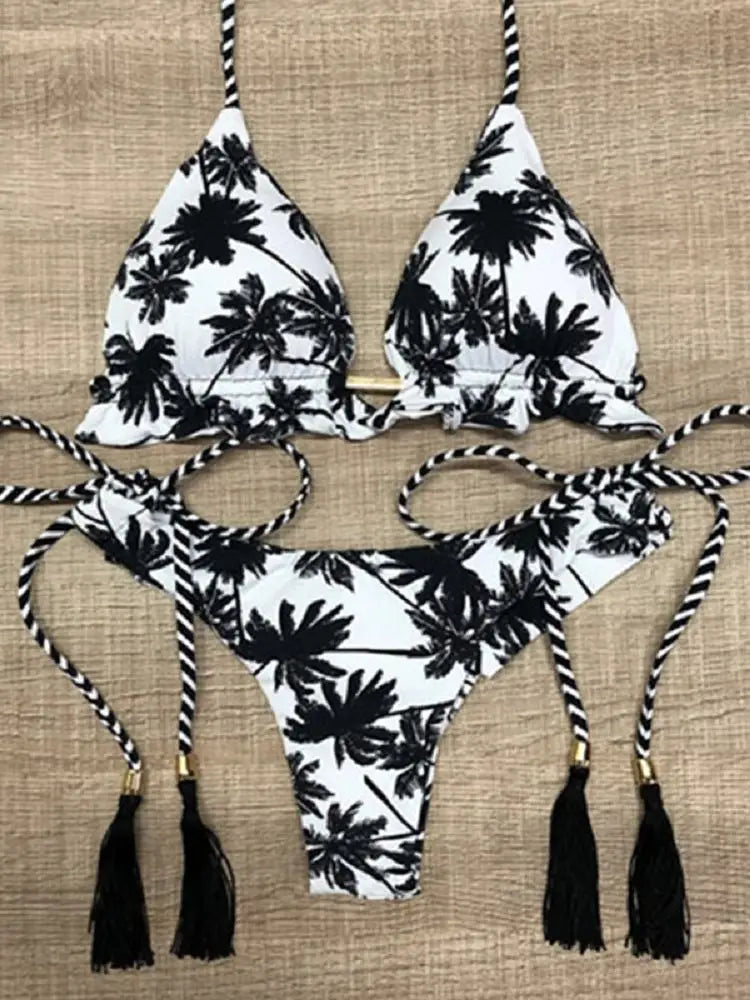 Ladies Polka Dot Print Two Piece Bikini Set
