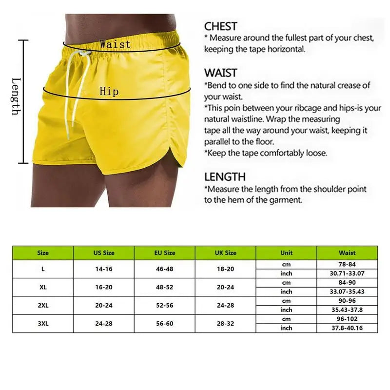 Men's Low Waist Beach Shorts with Drawstring