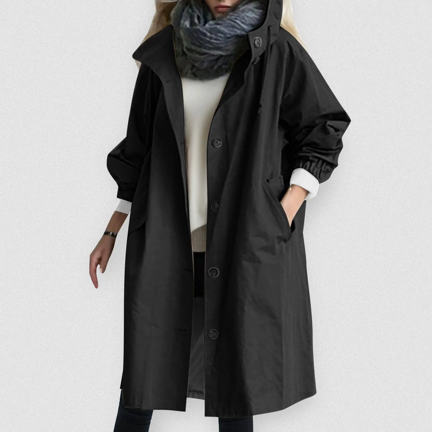 Women's Fashionable Windproof Hooded Trench Coat