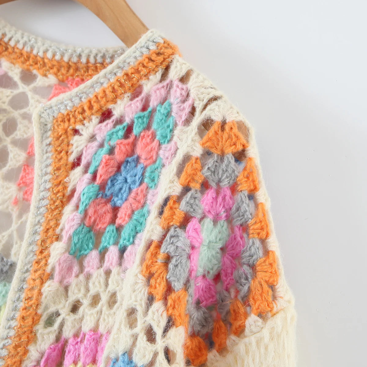 Ladies Vintage BOHO Crochet Cardigan