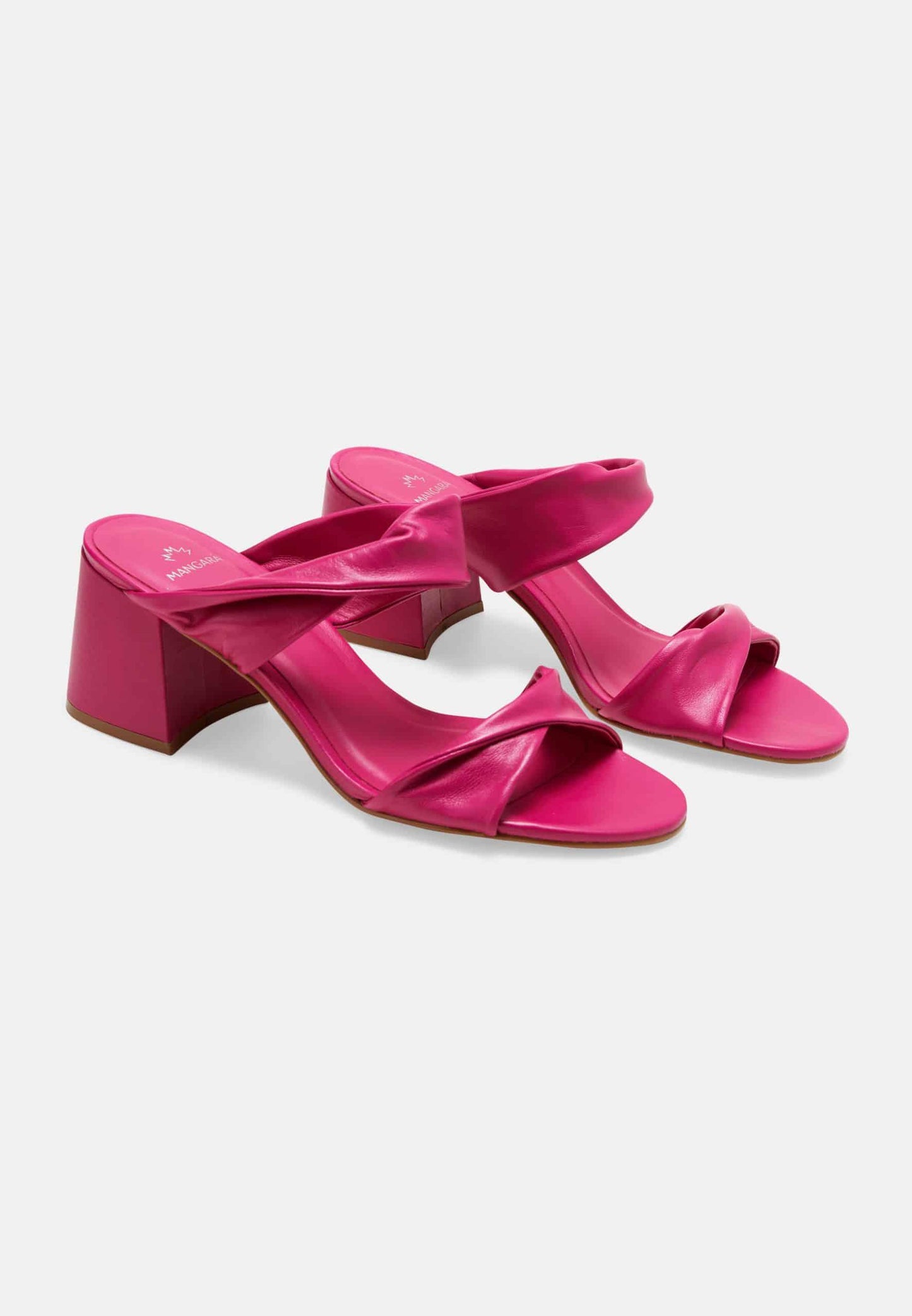 Ladies Elegant Pink Slip On Mules with 6.5 cm Block Heel.