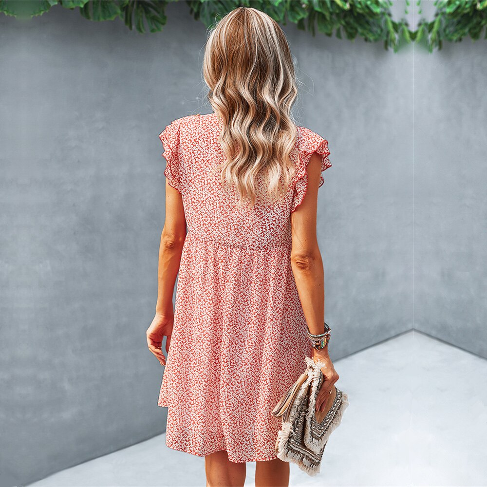 Ladies Small  Ditzy Floral Print Spring Summer Dress