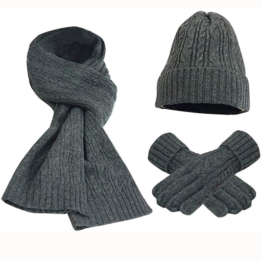 Womens Knitted Hat Scarf and Glove Set