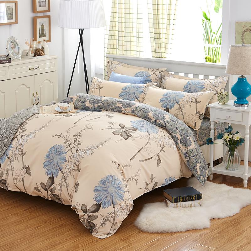 Floral Print Double Duvet Cover and Pillowcases and Sheet Set