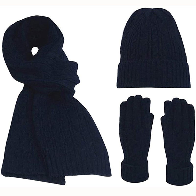Womens Knitted Hat Scarf and Glove Set