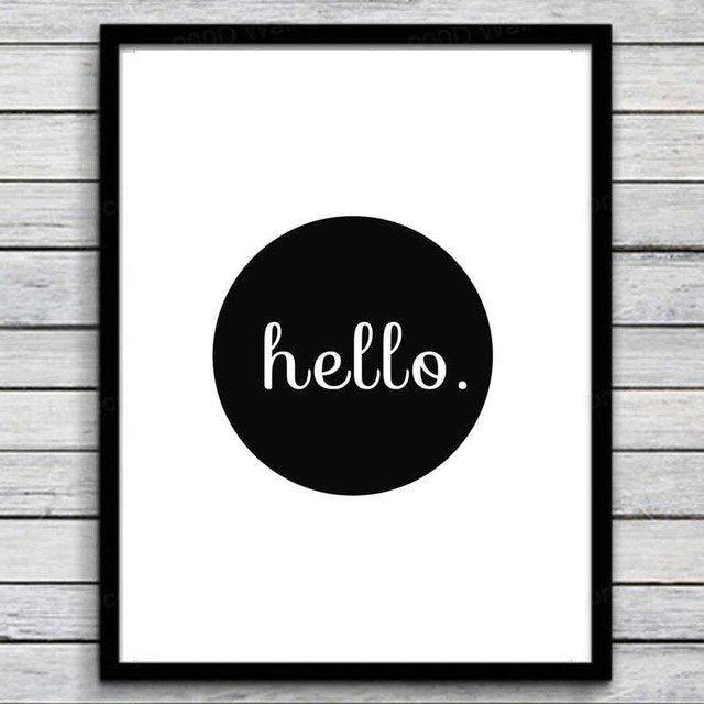 Hello Quote Canvas Art Print Painting Poster