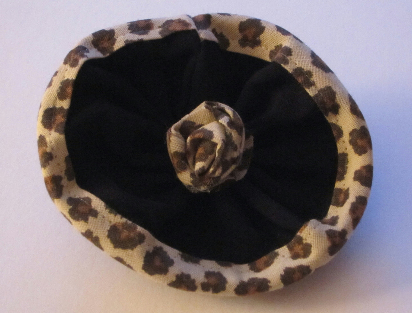 Ladies Black Corsage With Leopard Print Trim - Style Showroom 