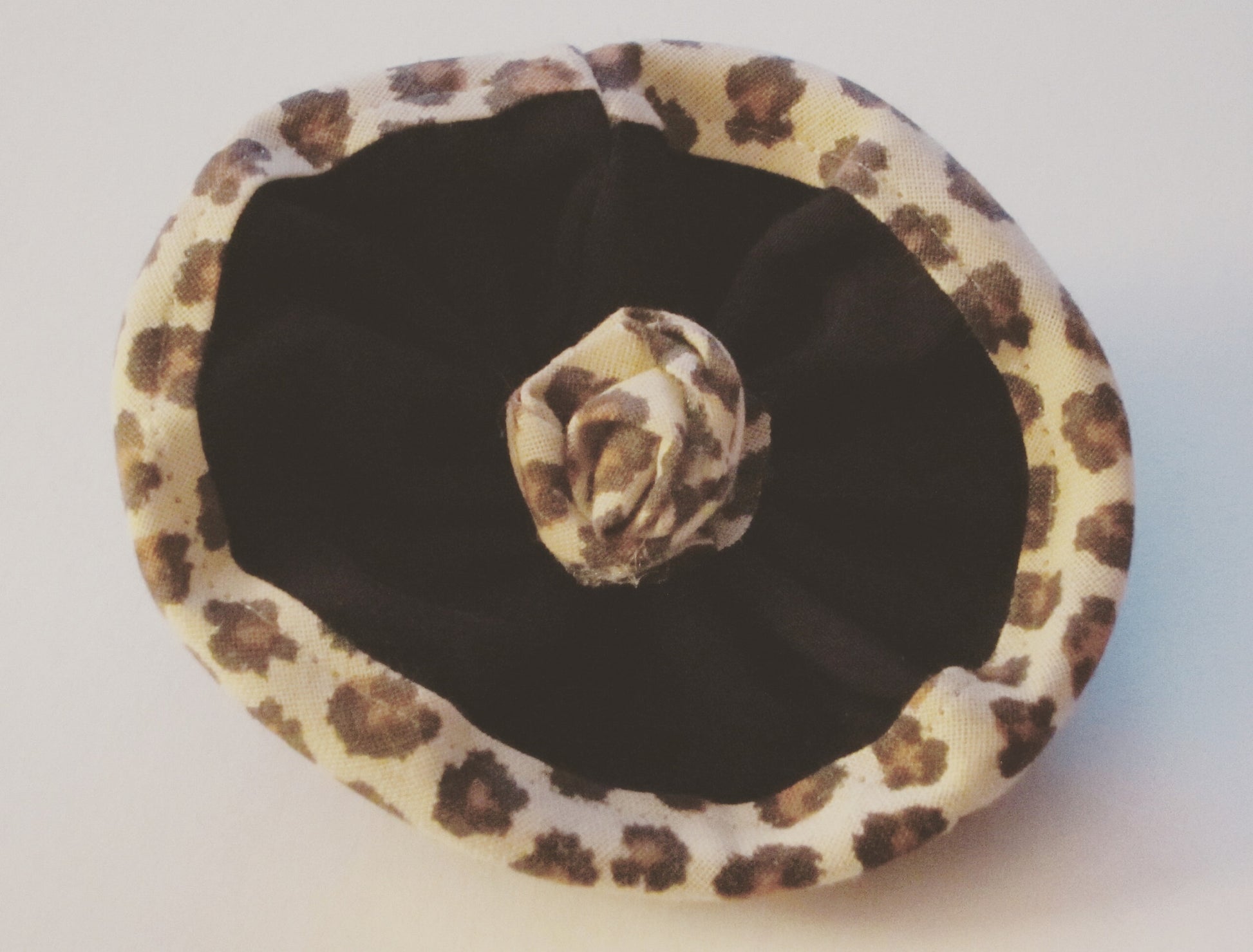 Ladies Black Corsage With Leopard Print Trim - Style Showroom 