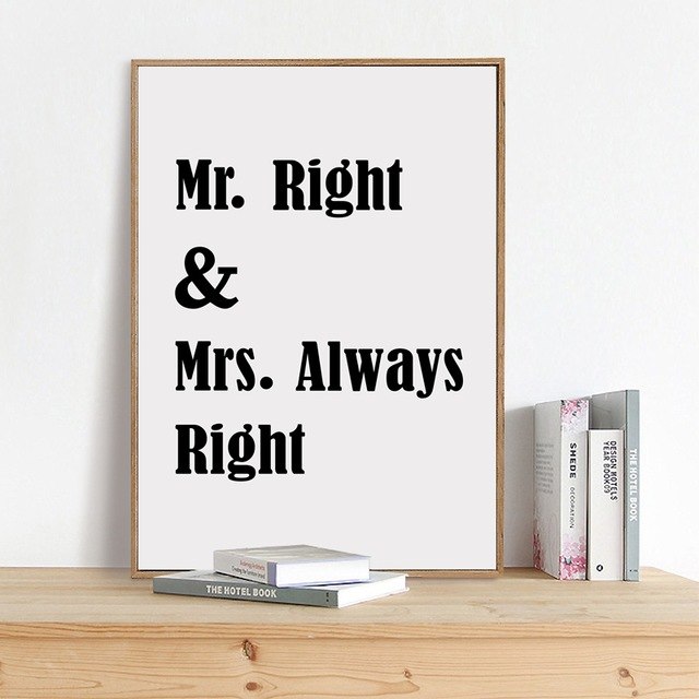 Mr Right And Mrs Always Right Love Quote Canvas Poster