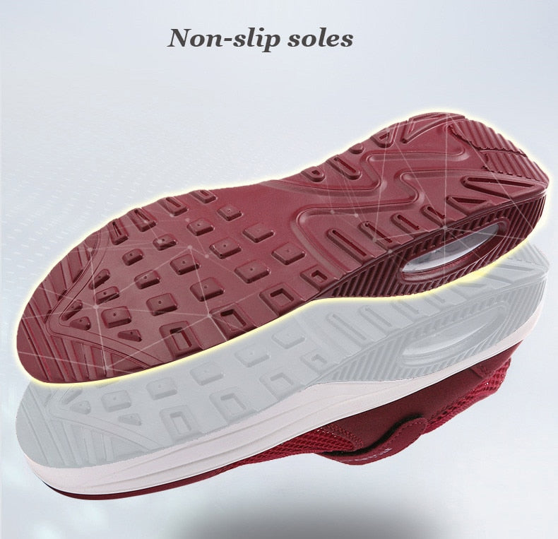 Ladies Red 2 Fashionable Comfortable Lightweight Trainers With  Non-Slip Soles