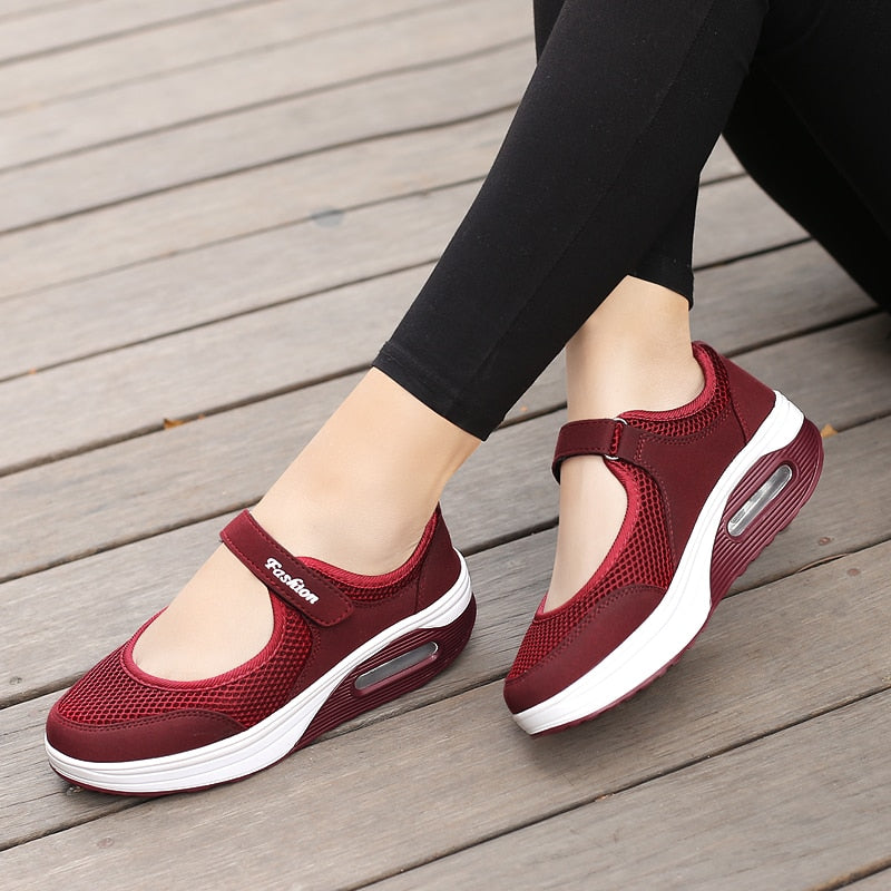 Ladies Red 2 Fashionable Comfortable Lightweight Trainers