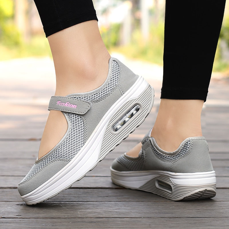 Ladies Gray Fashionable Comfortable Lightweight Trainers