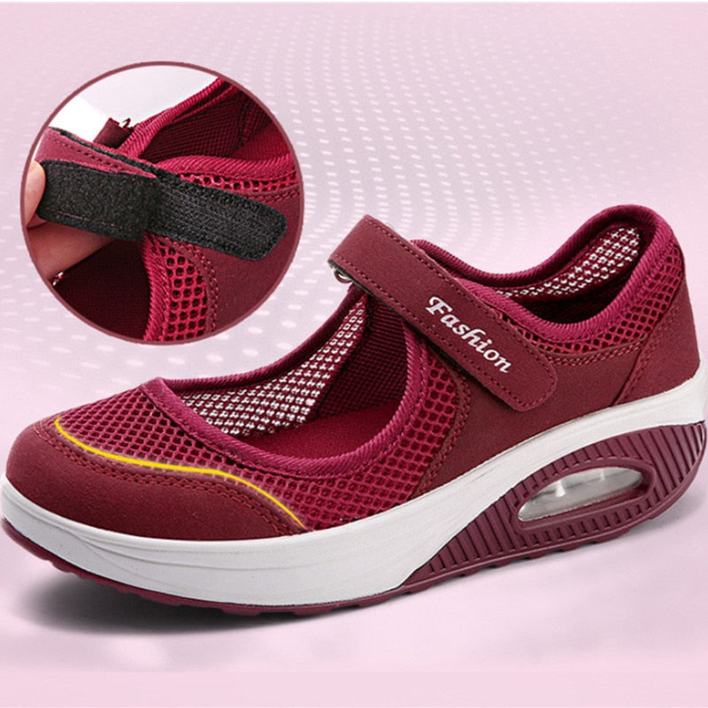 Ladies Red 2 Fashionable Comfortable Lightweight Trainers