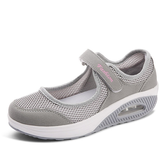 Ladies Gray Fashionable Comfortable Lightweight Trainers