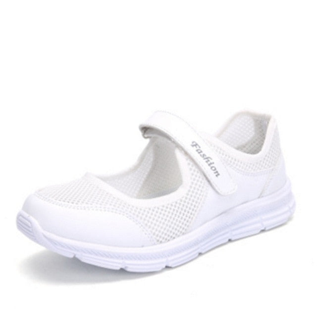 Ladies White Fashionable Comfortable Lightweight Trainers