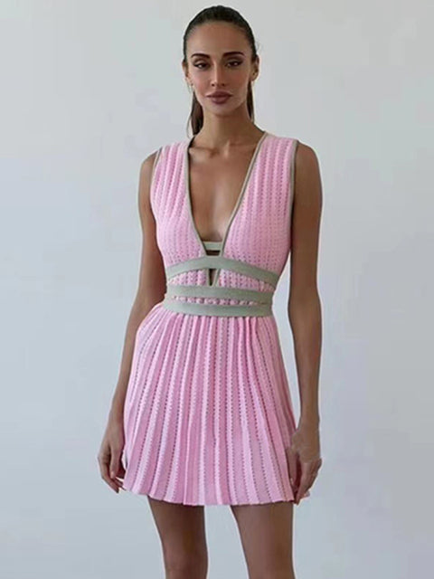 Ladies Pleated Mini Dress