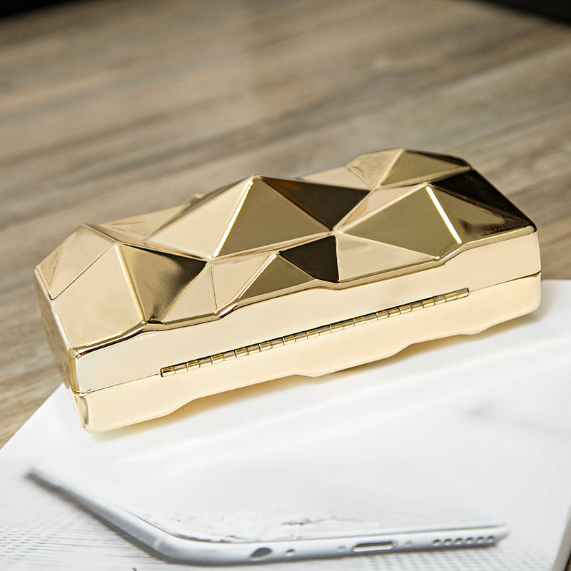 Ladies Gold Acrylic Geometric Box Style Evening Bag